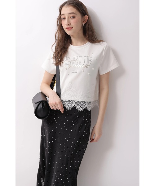 Rirandture（リランドチュール）の「レースヘムロゴプリントＴシャツ（Tシャツ/カットソー・レディース・ライトイエロー/オフホワイト/ピンク/チャコールグレー・2）」の19枚目の写真