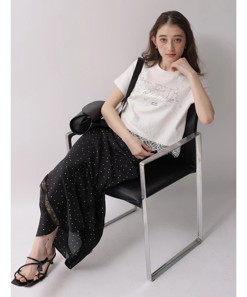 Rirandture（リランドチュール）の「レースヘムロゴプリントＴシャツ（Tシャツ/カットソー・レディース・ライトイエロー/オフホワイト/ピンク/チャコールグレー・2）」の21枚目の写真