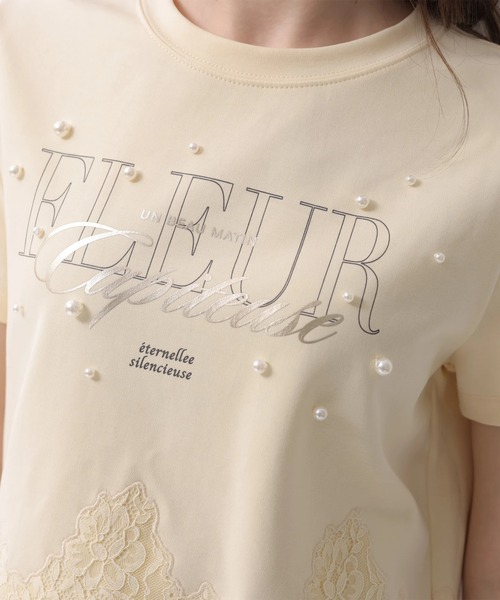 Rirandture（リランドチュール）の「レースヘムロゴプリントＴシャツ（Tシャツ/カットソー・レディース・ライトイエロー/オフホワイト/ピンク/チャコールグレー・2）」の5枚目の写真
