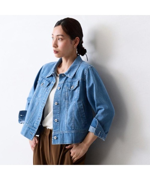 COMMON+HAUS(コモンハウス)の「クロップドデニムジャケット(デニムジャケット・レディース・ブラック/ブルー・FREE)」の11枚目の写真