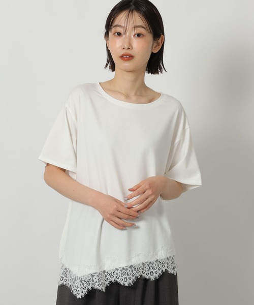 LAKOLE(ラコレ)の「裾レースドッキングT / 671861(Tシャツ/カットソー・レディース・ホワイト/オフホワイト/チャコール/ブラック・FREE)」の2枚目の写真