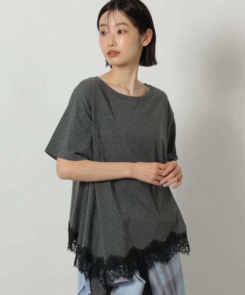 LAKOLE(ラコレ)の「裾レースドッキングT / 671861(Tシャツ/カットソー・レディース・ホワイト/オフホワイト/チャコール/ブラック・FREE)」の4枚目の写真