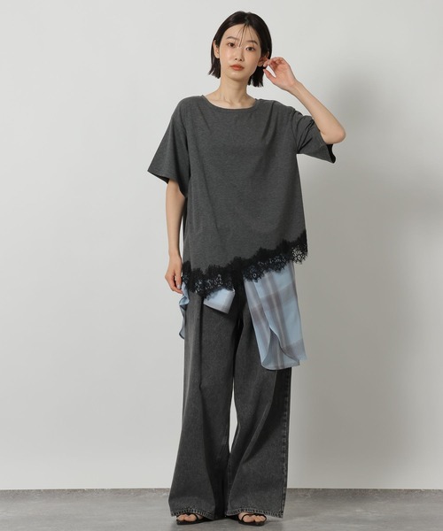 LAKOLE(ラコレ)の「裾レースドッキングT / 671861(Tシャツ/カットソー・レディース・ホワイト/オフホワイト/チャコール/ブラック・FREE)」の10枚目の写真