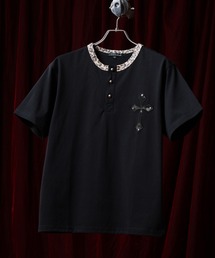 RESHAM クロスワッペンヘンリーネックTシャツ/クルーT 半袖