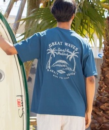【Kahiko】SURF&Palms マナレUVメンズTシャツ