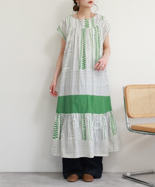 KILKI(キルキー)の「kilki 総柄ノースリーブワンピース(ワンピース・レディース・ホワイト×グリーン/ブラック×グリーン・FREE)」の19枚目の写真