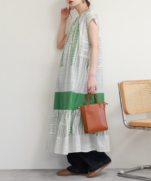 KILKI(キルキー)の「kilki 総柄ノースリーブワンピース(ワンピース・レディース・ホワイト×グリーン/ブラック×グリーン・FREE)」の17枚目の写真