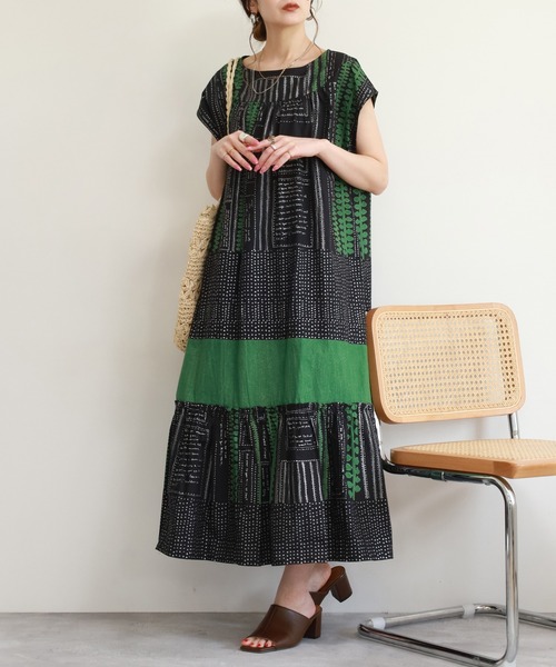 KILKI(キルキー)の「kilki 総柄ノースリーブワンピース(ワンピース・レディース・ホワイト×グリーン/ブラック×グリーン・FREE)」の11枚目の写真