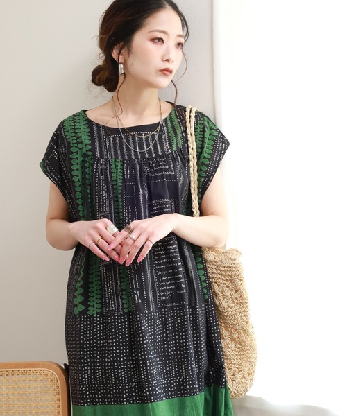 KILKI(キルキー)の「kilki 総柄ノースリーブワンピース(ワンピース・レディース・ホワイト×グリーン/ブラック×グリーン・FREE)」の10枚目の写真