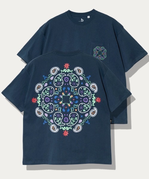 go slow caravan(ゴースローキャラバン)の「USA/C ペイズリー ゆったり TEE(Tシャツ/カットソー・メンズ・ネイビー/ホワイト・MEDIUM/SMALL/X-LARGE/LARGE)」の2枚目の写真