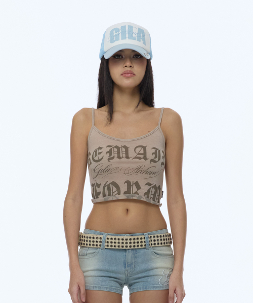 GILAARCHIVE(ギラアーカイブ)の「RAW CUT-OFF CROP TANK TOP_BEIGE(Tシャツ/カットソー・レディース・その他・FREE)」の1枚目の写真