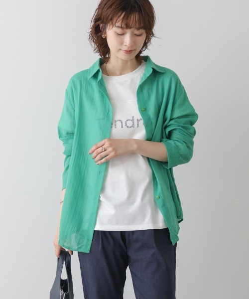 Bou Jeloud(ブージュルード)の「ガーゼシャツ(Tシャツ/カットソー・レディース・アイボリー/ブラック/ピンク/グリーン/イエロー・FREE)」の4枚目の写真