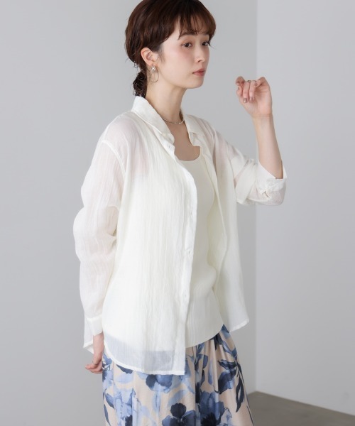 Bou Jeloud(ブージュルード)の「ガーゼシャツ(Tシャツ/カットソー・レディース・アイボリー/ブラック/ピンク/グリーン/イエロー・FREE)」の2枚目の写真