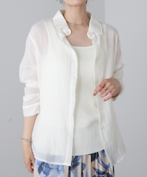 Bou Jeloud(ブージュルード)の「ガーゼシャツ(Tシャツ/カットソー・レディース・アイボリー/ブラック/ピンク/グリーン/イエロー・FREE)」の9枚目の写真