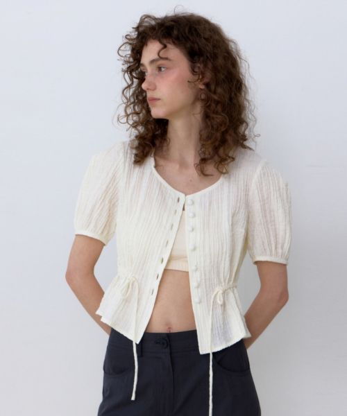UNNOUT（アナウト）の「CRINKLE NATURAL BLOUSE  CREAM（シャツ/ブラウス・レディース・その他・SMALL/MEDIUM）」の3枚目の写真
