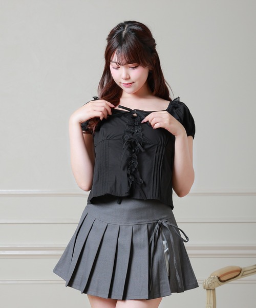 Anely(アネリー)の「Anely コットン スクエアネック トリプル リボン ブラウス(シャツ/ブラウス・レディース・ホワイト/ブラック・FREE)」の12枚目の写真