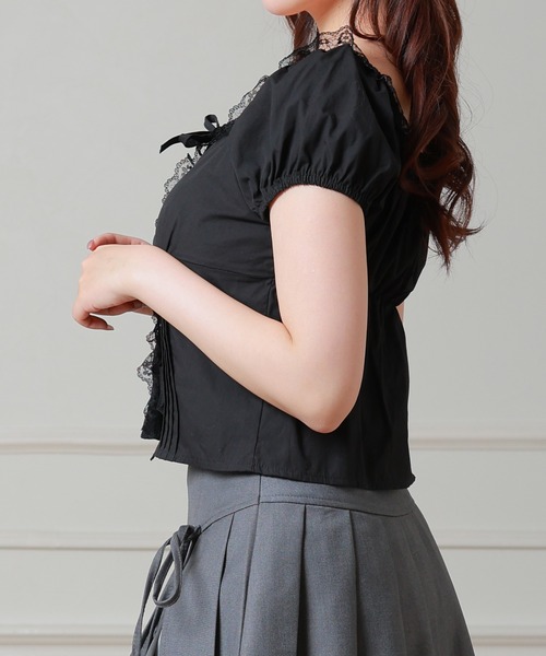 Anely(アネリー)の「Anely コットン スクエアネック トリプル リボン ブラウス(シャツ/ブラウス・レディース・ホワイト/ブラック・FREE)」の15枚目の写真