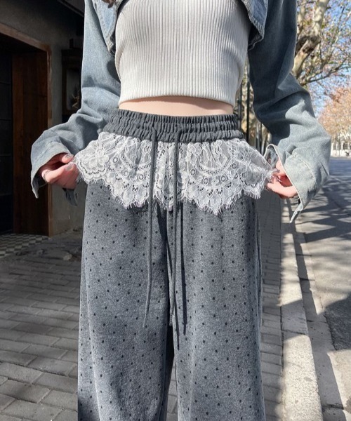 SHEPP(シープ)の「ウエストレース ドット柄イージーパンツ(その他パンツ・レディース・ブラック/グレー・M/S)」の11枚目の写真