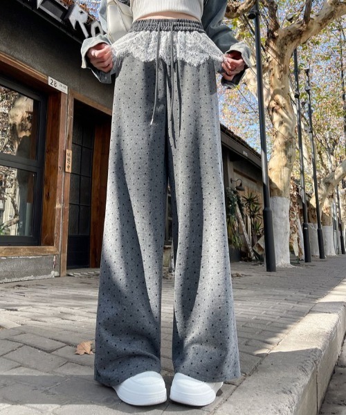 SHEPP(シープ)の「ウエストレース ドット柄イージーパンツ(その他パンツ・レディース・ブラック/グレー・M/S)」の8枚目の写真