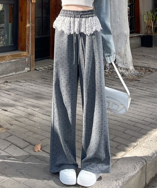 SHEPP(シープ)の「ウエストレース ドット柄イージーパンツ(その他パンツ・レディース・ブラック/グレー・M/S)」の9枚目の写真