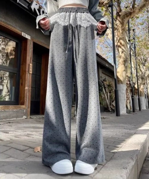SHEPP(シープ)の「ウエストレース ドット柄イージーパンツ(その他パンツ・レディース・ブラック/グレー・M/S)」の10枚目の写真