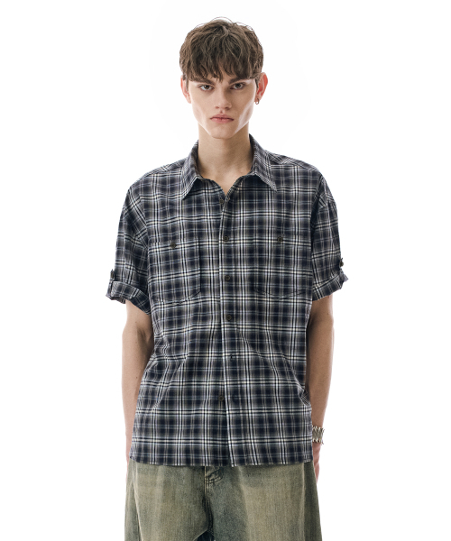 SECONDMONO（セカンドモノローグ）の「Check Roll Sleeve Shirt [NAVY]_SESH027NAVY（シャツ/ブラウス・レディース・その他・SMALL/MEDIUM/LARGE）」の5枚目の写真