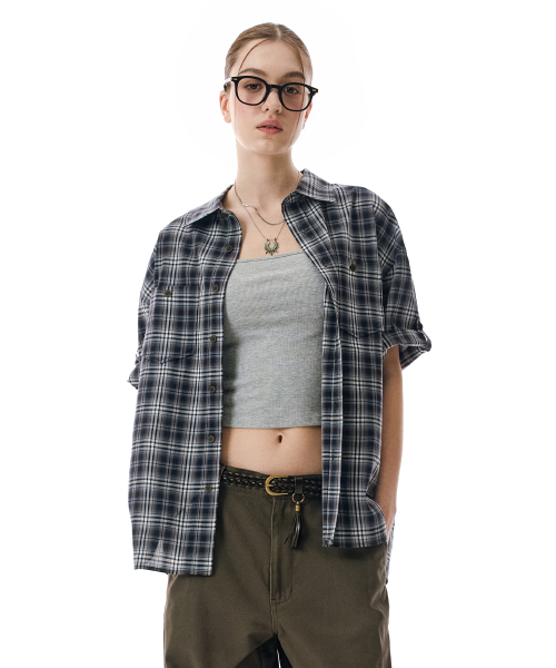 SECONDMONO（セカンドモノローグ）の「Check Roll Sleeve Shirt [NAVY]_SESH027NAVY（シャツ/ブラウス・レディース・その他・SMALL/MEDIUM/LARGE）」の6枚目の写真