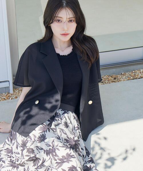 couture brooch(クチュールブローチ)の「【洗える】ウエストギャザー 花柄スカート(スカート・レディース・ネイビー系/アイボリー系・38/40/42/36)」の3枚目の写真