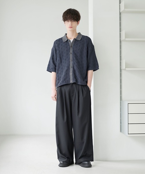 ETELIO（エテリオ）の「透かし編み切替ニットシャツカーディガン（シャツ/ブラウス・メンズ・ブラック系/グレー系/ネイビー系・S/M/L/XL）」の19枚目の写真