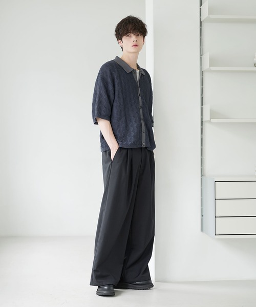 ETELIO（エテリオ）の「透かし編み切替ニットシャツカーディガン（シャツ/ブラウス・メンズ・ブラック系/グレー系/ネイビー系・S/M/L/XL）」の20枚目の写真