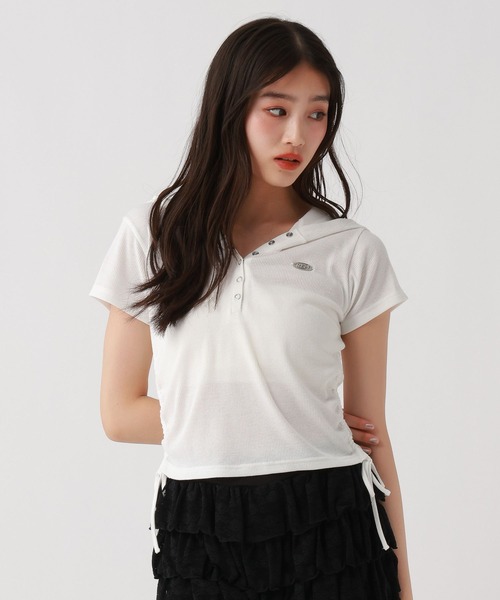 セール】シャーリングヘンリー半袖Tシャツ（Tシャツ/カットソー