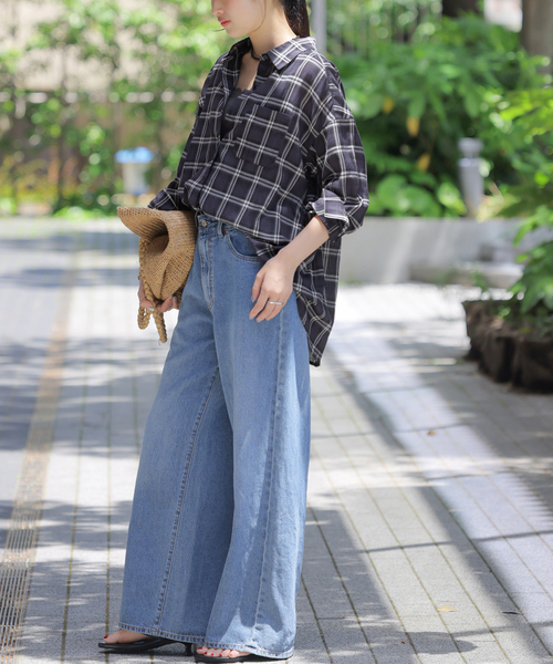 JOURNAL STANDARD relume(ジャーナルスタンダード レリューム)の「コットンチェックワッシャーシャツ(シャツ/ブラウス・レディース・ネイビー/ベージュ/サックスブルー・FREE)」の14枚目の写真