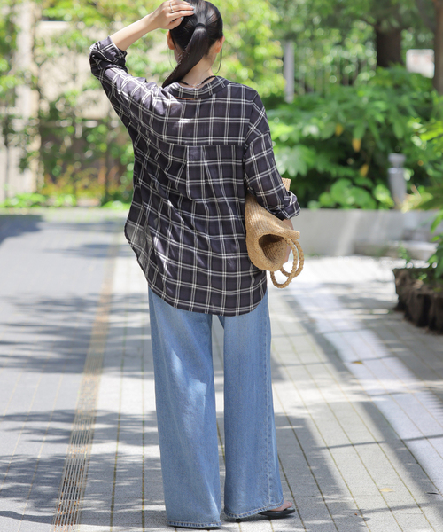 JOURNAL STANDARD relume(ジャーナルスタンダード レリューム)の「コットンチェックワッシャーシャツ(シャツ/ブラウス・レディース・ネイビー/ベージュ/サックスブルー・FREE)」の15枚目の写真