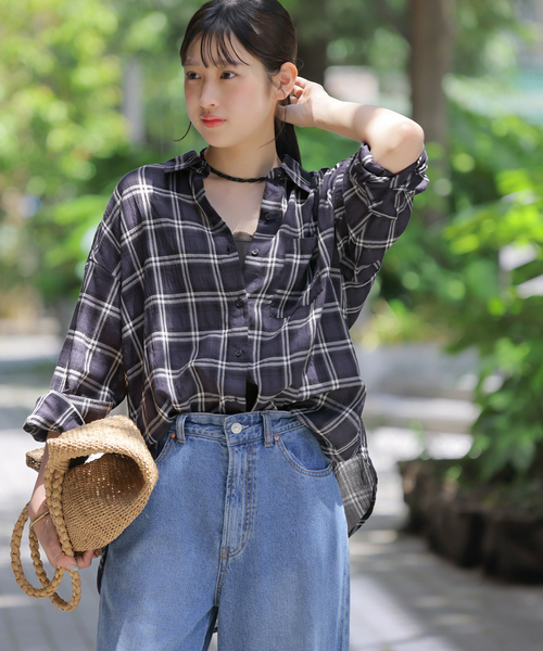 JOURNAL STANDARD relume(ジャーナルスタンダード レリューム)の「コットンチェックワッシャーシャツ(シャツ/ブラウス・レディース・ネイビー/ベージュ/サックスブルー・FREE)」の16枚目の写真