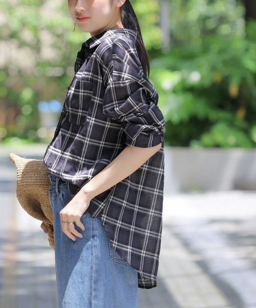 JOURNAL STANDARD relume(ジャーナルスタンダード レリューム)の「コットンチェックワッシャーシャツ(シャツ/ブラウス・レディース・ネイビー/ベージュ/サックスブルー・FREE)」の17枚目の写真