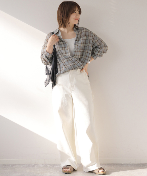 JOURNAL STANDARD relume(ジャーナルスタンダード レリューム)の「コットンチェックワッシャーシャツ(シャツ/ブラウス・レディース・ネイビー/ベージュ/サックスブルー・FREE)」の20枚目の写真