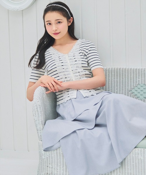 WILLSELECTION（ウィルセレクション）の「レースフリルリブニットカーディガン（ニット/セーター・レディース・ラベンダー/ブラック/オフホワイト/ホワイト系その他5/イエロー・FREE）」の17枚目の写真