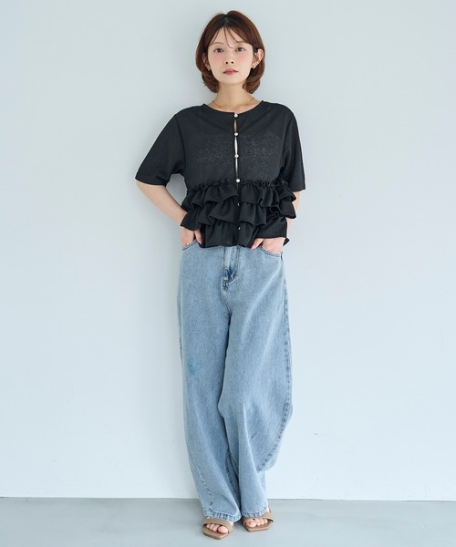 mil(ミル)の「シアー フリルカーディガン【587226】(カーディガン/ボレロ・レディース・モカ/ブラック/アイボリー・XS/S)」の22枚目の写真