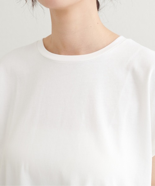 LARUTA（ラルータ）の「【LARUTA】ヘムレースシルケット風天竺フレンチT（Tシャツ/カットソー・レディース・オフホワイト/スミクロ・FREE）」の8枚目の写真