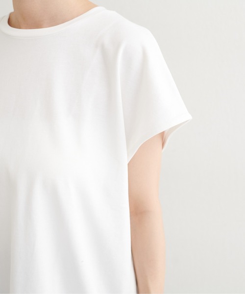 LARUTA（ラルータ）の「【LARUTA】ヘムレースシルケット風天竺フレンチT（Tシャツ/カットソー・レディース・オフホワイト/スミクロ・FREE）」の9枚目の写真