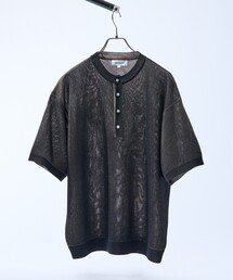 ABAHOUSE（アバハウス）の「ドライタッチ ヘンリーネック シアーニットTシャツ（Tシャツ/カットソー）」