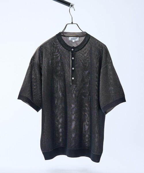 ABAHOUSE(アバハウス)の「ドライタッチ ヘンリーネック シアーニットTシャツ(Tシャツ/カットソー・メンズ・ブルー系その他/オフホワイト/ベージュ系その他/ブラック・46/48)」の3枚目の写真