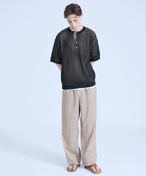 ABAHOUSE(アバハウス)の「ドライタッチ ヘンリーネック シアーニットTシャツ(Tシャツ/カットソー・メンズ・ブルー系その他/オフホワイト/ベージュ系その他/ブラック・46/48)」の16枚目の写真