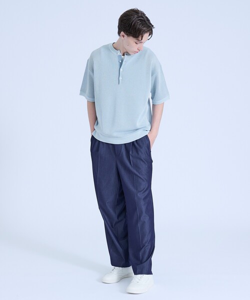 ABAHOUSE(アバハウス)の「ドライタッチ ヘンリーネック シアーニットTシャツ(Tシャツ/カットソー・メンズ・ブルー系その他/オフホワイト/ベージュ系その他/ブラック・46/48)」の13枚目の写真