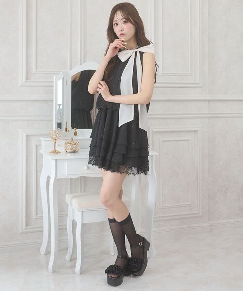 MAJESTIC LEGON(マジェスティックレゴン)の「ビジューネックアメスリミニワンピ(ワンピース・レディース・ホワイト系その他2/ブラック系その他2/ホワイト系その他・MEDIUM)」の20枚目の写真