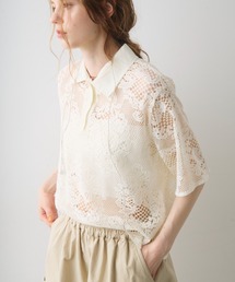 Crisp | flower lace polo tops / フラワーレースポロトップス(シャツ/ブラウス)