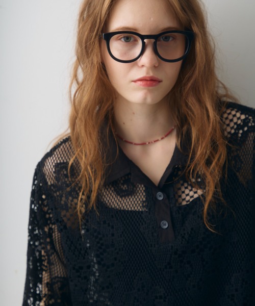 Crisp(クリスプ)の「flower lace polo tops / フラワーレースポロトップス(シャツ/ブラウス・レディース・アイボリー/ブラック・FREE)」の8枚目の写真