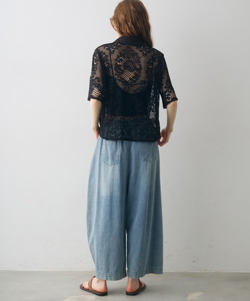 Crisp(クリスプ)の「flower lace polo tops / フラワーレースポロトップス(シャツ/ブラウス・レディース・アイボリー/ブラック・FREE)」の12枚目の写真