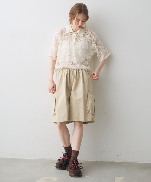 Crisp(クリスプ)の「flower lace polo tops / フラワーレースポロトップス(シャツ/ブラウス・レディース・アイボリー/ブラック・FREE)」の20枚目の写真