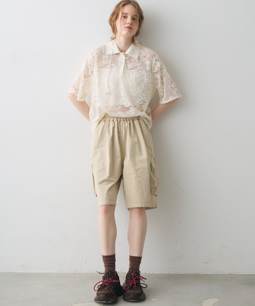 Crisp(クリスプ)の「flower lace polo tops / フラワーレースポロトップス(シャツ/ブラウス・レディース・アイボリー/ブラック・FREE)」の21枚目の写真